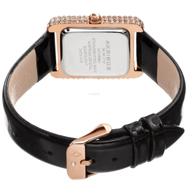 Akribos XXIV,Women’s Watches 27mm,27mm,Brass,White,Quartz,Hardlex,Rectangular,AK1068BK