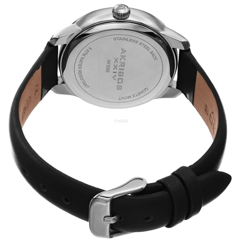 Akribos XXIV,Women’s Watches 34mm,34mm,Composite,Silver,Quartz,Hardlex,Round,AK1089SSBK