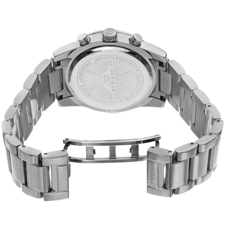Akribos XXIV,Men’s Watches 41mm,41mm,Composite,Silver,Quartz,Chronograph,Hardlex,AK1042SS