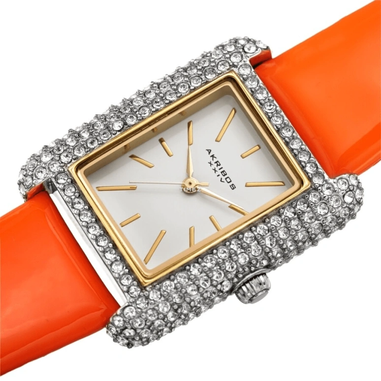 Akribos XXIV,Women’s Watches 27mm,27mm,Brass,White,Quartz,Hardlex,Rectangular,AK1068OR