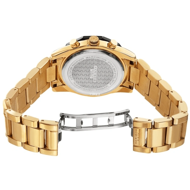 Akribos XXIV,Men’s Watches 42mm,42mm,Composite,Gold,Quartz,Date,Day,Dule Time,AK1054YG