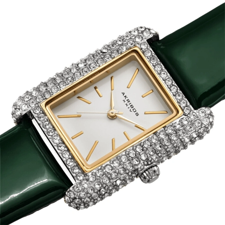 Akribos XXIV,Women’s Watches 27mm,27mm,Brass,White,Quartz,Hardlex,Rectangular,AK1068GN