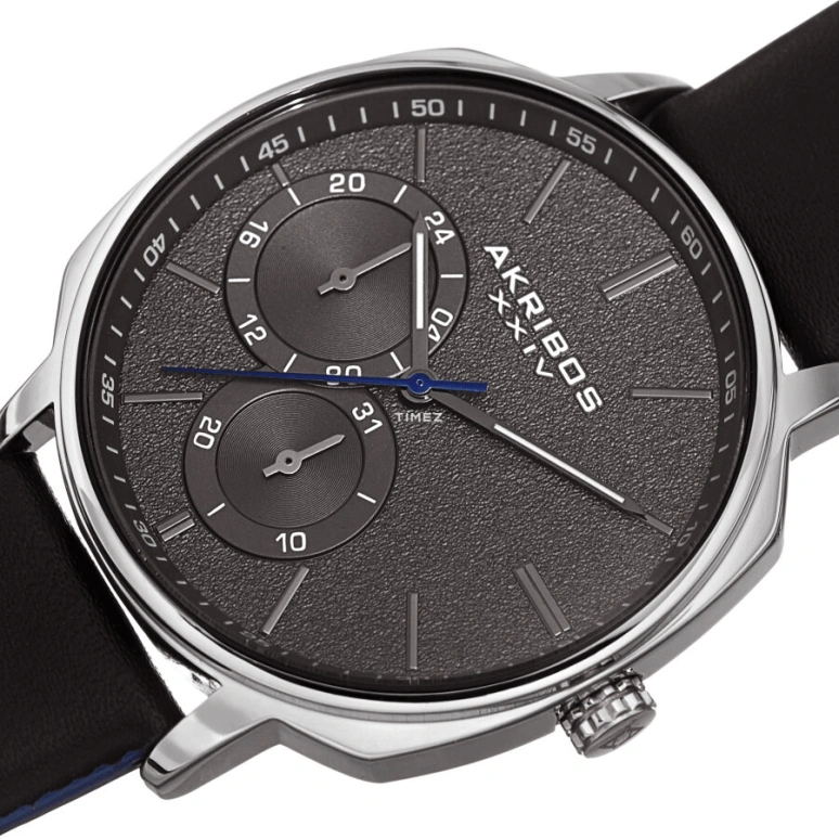 Akribos XXIV,Men’s Watches 42mm,42mm,Composite,Black,Quartz,Day,Hardlex,AK1022SSBK