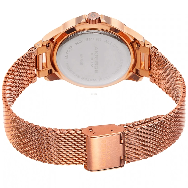 Akribos XXIV,Women’s Watches 38mm,38mm,Stainless Steel,Silver,White,Quartz,Day,Hardlex,AK840RG
