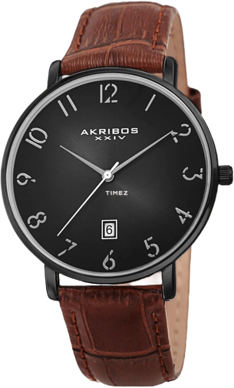 Akribos XXIV,Men’s Watches 38mm,38mm,Stainless Steel,Black,Quartz,Day,Hardlex,AK1077BK
