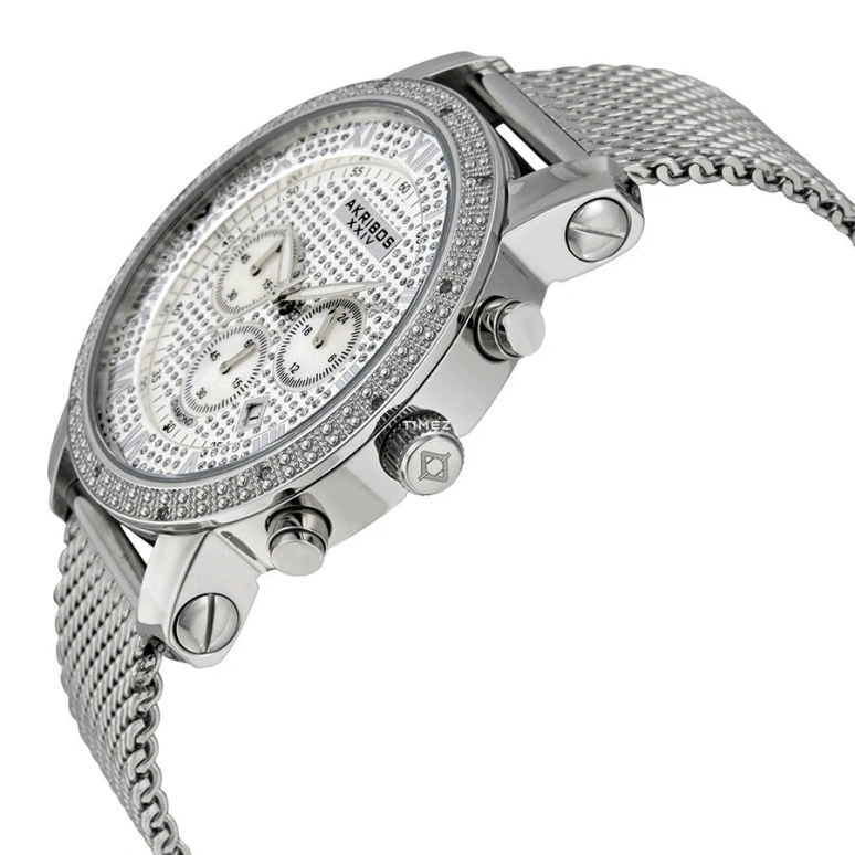 Akribos XXIV,Men’s Watches 47mm,47mm,Stainless Steel,Silver,Quartz,Chronograph,Day,AK713SS