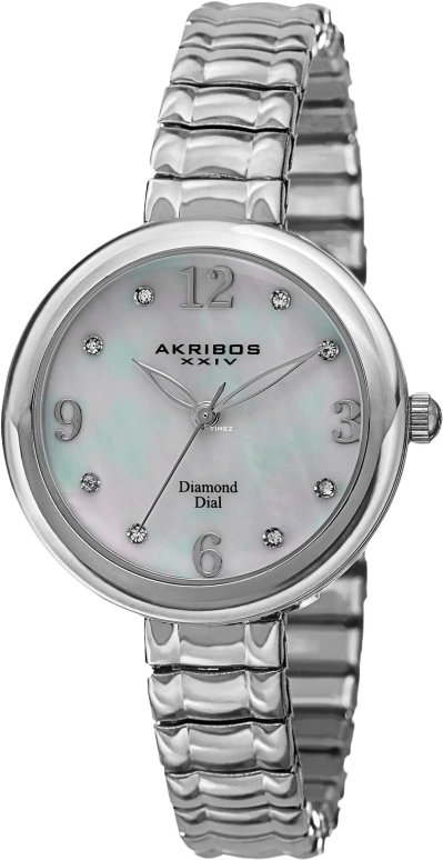 Akribos XXIV,Women’s Watches 31mm,31mm,Stainless Steel,Silver White,Quartz,Sapphire,Hardlex,Round,AK765SS