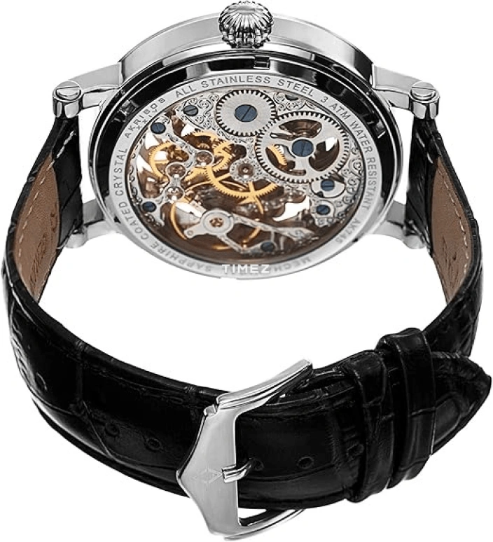 Akribos XXIV,Men’s Watches 47mm,47mm,Stainless Steel,Black,Skeleton,Handwound,Chronograph,Moonphase,AK745