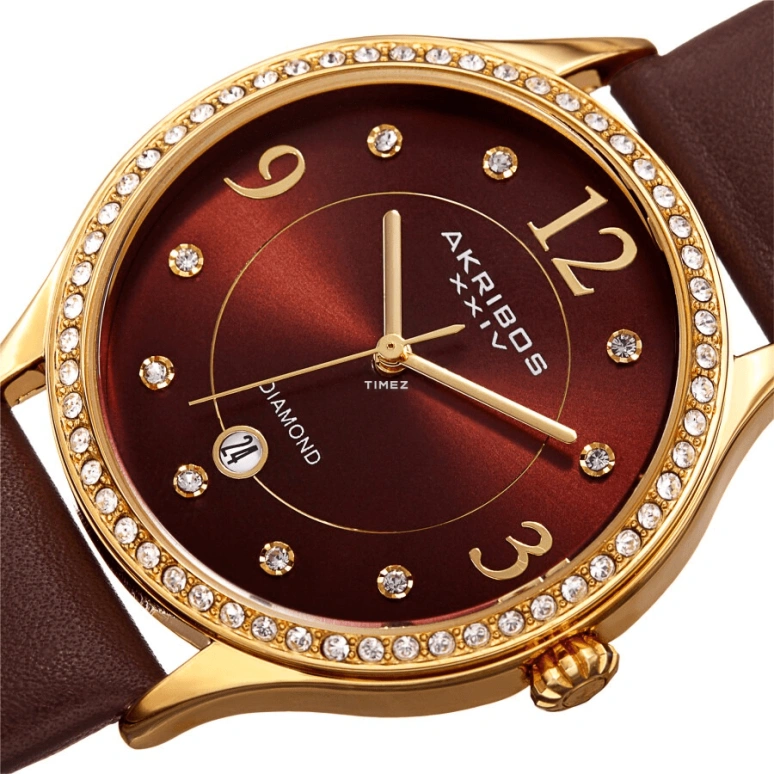 Akribos XXIV,Women’s Watches 40mm,40mm,Composite,Brown,Quartz,Day,Hardlex,AK1011BR