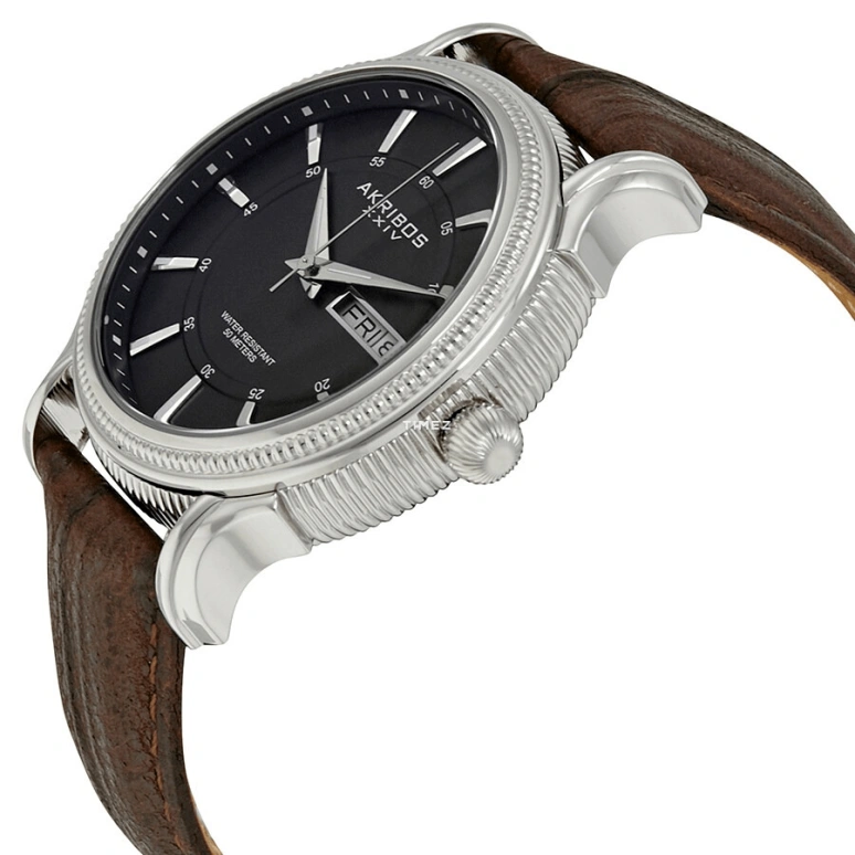 Akribos XXIV,Men’s Watches 42mm,42mm,Stainless Steel,Black,Quartz,Date,Day,AK726BR