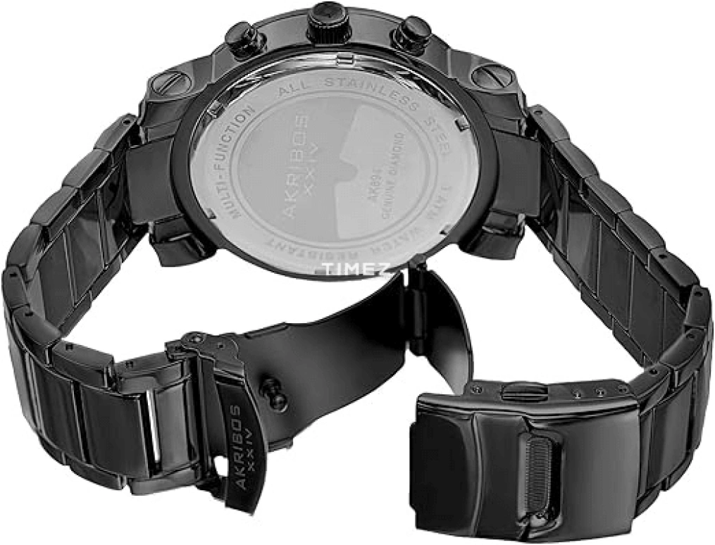 Akribos XXIV,Men’s Watches 47mm,47mm,Stainless Steel,Black,Quartz,Date,Day,Retrograde,AK894BK