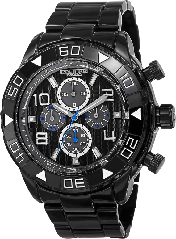 Akribos XXIV,Men’s Watches 49.50mm,49.50mm,Composite,Black,Quartz,Chronograph,Sapphire,Hardlex,AK814BK