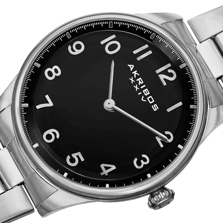 Akribos XXIV,Men’s Watches 42mm,42mm,Stainless Steel,Black,Quartz,Sapphire,Hardlex,Round,AK787SSB