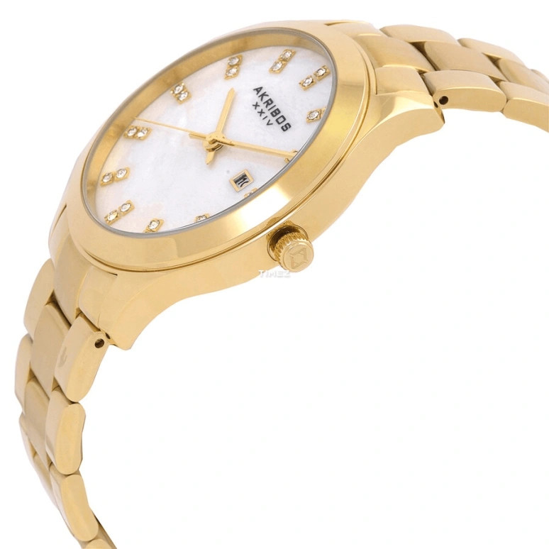 Akribos XXIV,Women’s Watches 42mm,42mm,Stainless Steel,White,Quartz,Day,Hardlex,AK954YG