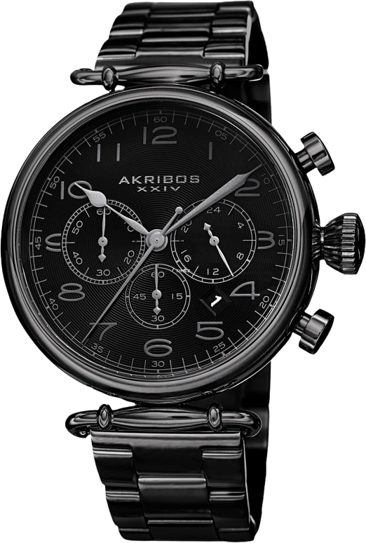 Akribos XXIV,Men’s Watches 46mm,46mm,Stainless Steel,Black,Quartz,Chronograph,Day,AK764BK