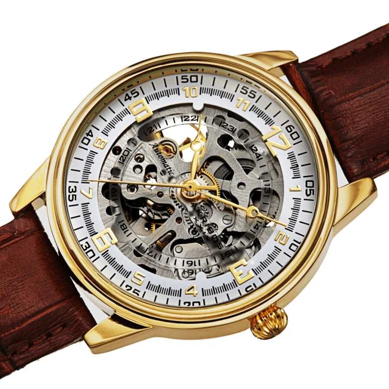 Akribos XXIV,Men’s Watches 41mm,41mm,Composite,White,Skeleton,Automatic,Hardlex,Round,AK1073YG