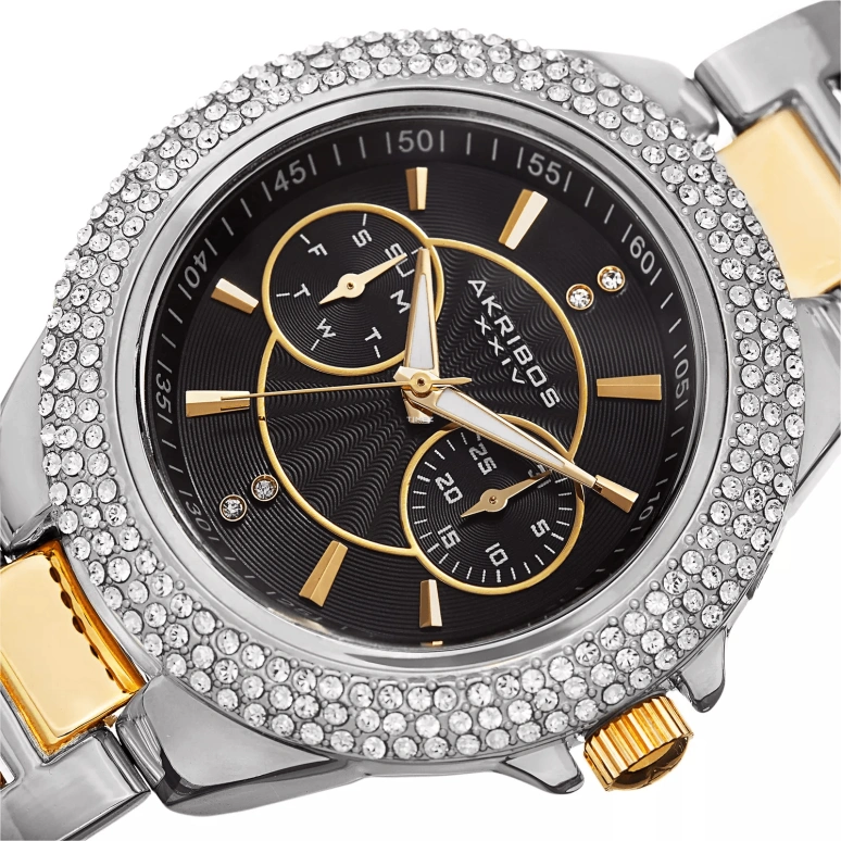 Akribos XXIV,Women’s Watches 43mm,43mm,Composite,Black,Quartz,Date,Day,AK789TTGB