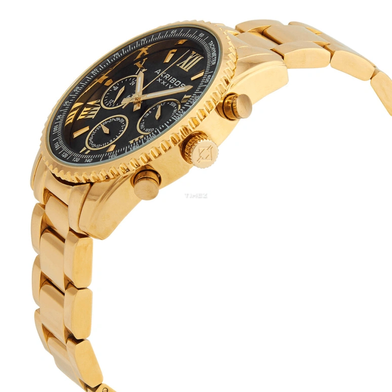 Akribos XXIV,Men’s Watches 48mm,48mm,Composite,Black,Quartz,Date,Day,AK1099YGB