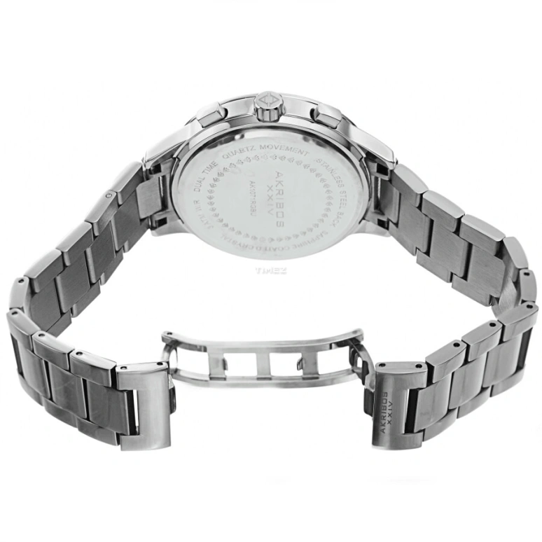 Akribos XXIV,Men’s Watches 43mm,43mm,Composite,Blue,Quartz,Day,Dule Time,AK1071SSBU