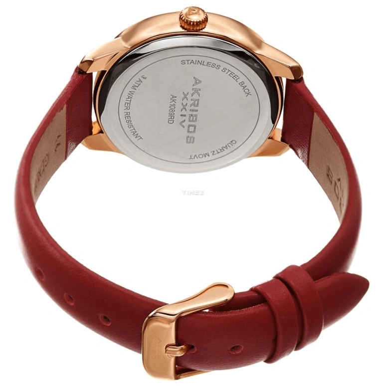 Akribos XXIV,Women’s Watches 34mm,34mm,Composite,Red,Silver,Quartz,Hardlex,Round,AK1089RD
