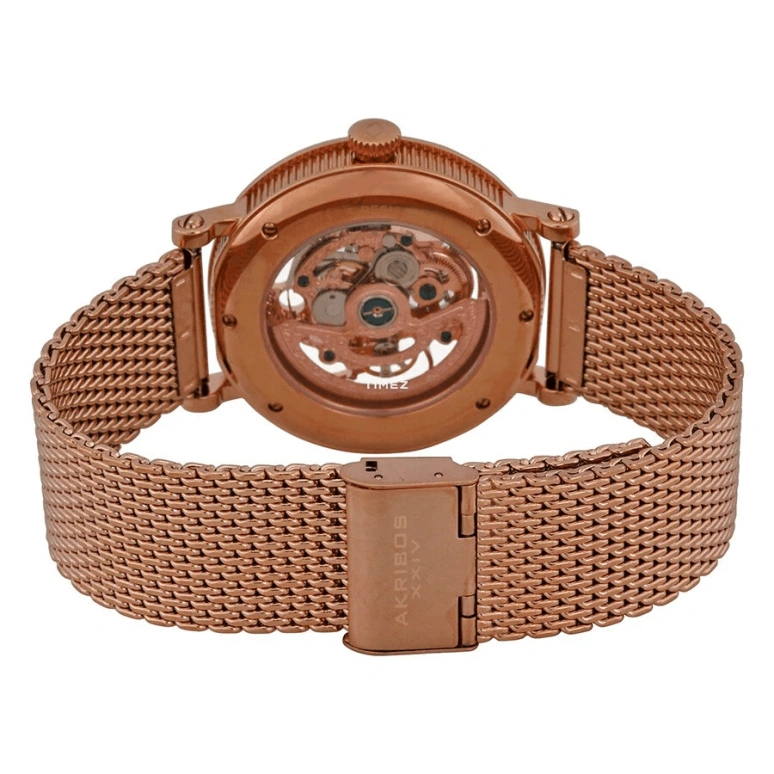 Akribos XXIV,Men’s Watches 43mm,43mm,Stainless Steel,Rose Gold,Skeleton,Automatic,Sapphire,Hardlex,Round,AK732RG