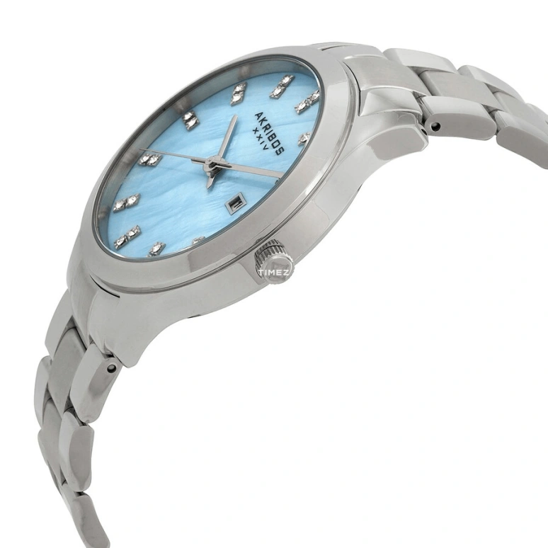 Akribos XXIV,Women’s Watches 42mm,42mm,Stainless Steel,Blue,Quartz,Day,Hardlex,AK954SSBU