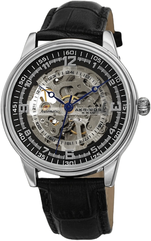 Akribos XXIV,Men’s Watches 41mm,41mm,Composite,Black,Skeleton,Automatic,Hardlex,Round,AK1073SS