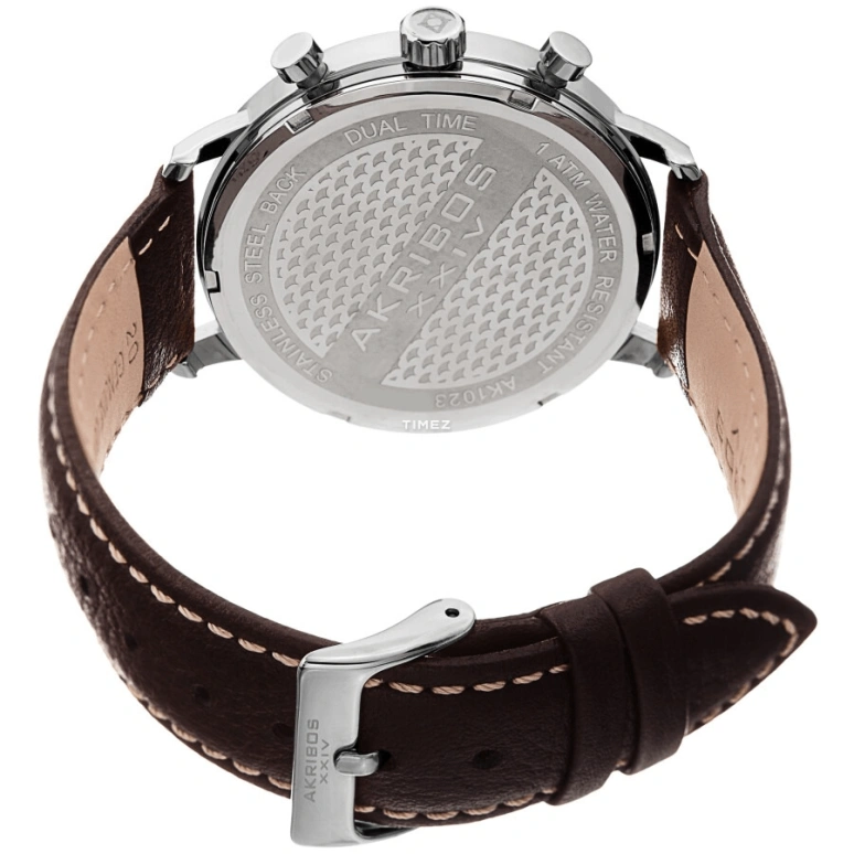 Akribos XXIV,Men’s Watches 42mm,42mm,Composite,Blue,Quartz,Day,Dule Time,AK1023SSBU