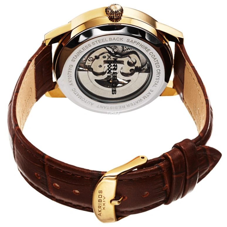 Akribos XXIV,Men’s Watches 41mm,41mm,Composite,White,Skeleton,Automatic,Hardlex,Round,AK1073YG