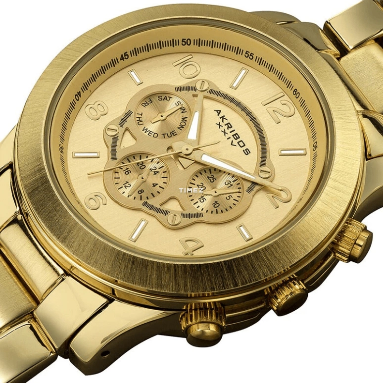 Akribos XXIV,Women’s Watches 44.50mm,44.50mm,Composite,Gold,Quartz,Date,Day,AK583YG