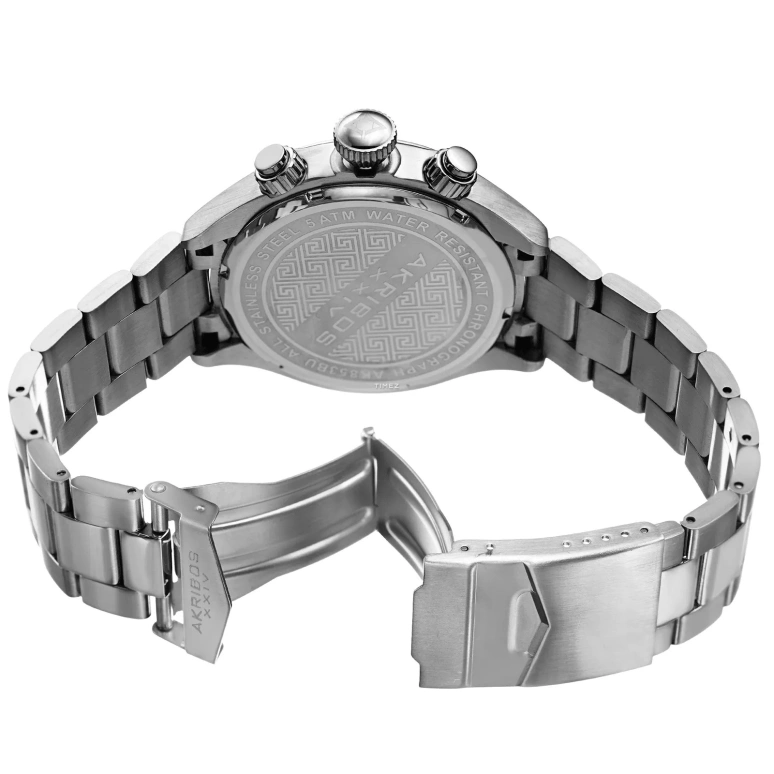 Akribos XXIV,Men’s Watches 47mm,47mm,Stainless Steel,Black,Quartz,Chronograph,Day,AK853SSB