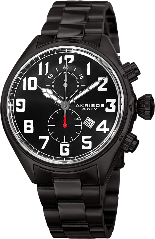 Akribos XXIV,Men’s Watches 47mm,47mm,Stainless Steel,Black,Quartz,Chronograph,Day,AK853BK