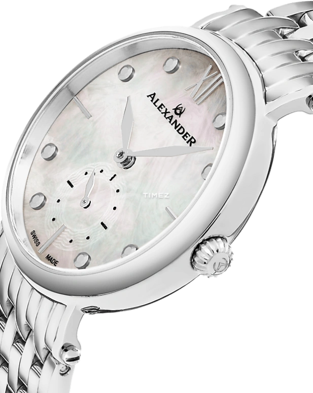 Alexander,WOMEN'S WATCHES 34mm,34mm,Stainless Steel,Silver,Quartz,Sapphire,Round,A201B,A201B-01