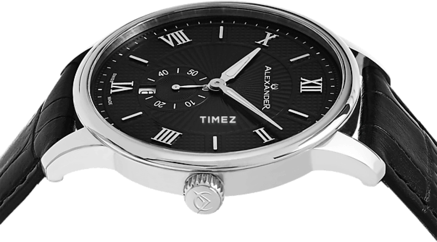 Alexander,MEN'S WATCHES 42mm,42mm,Stainless Steel,Black,Quartz,Day,Sapphire,Crystal Glass,A102,A102-02