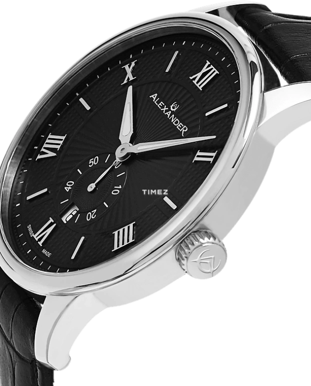 Alexander,MEN'S WATCHES 42mm,42mm,Stainless Steel,Black,Quartz,Day,Sapphire,Crystal Glass,A102,A102-02