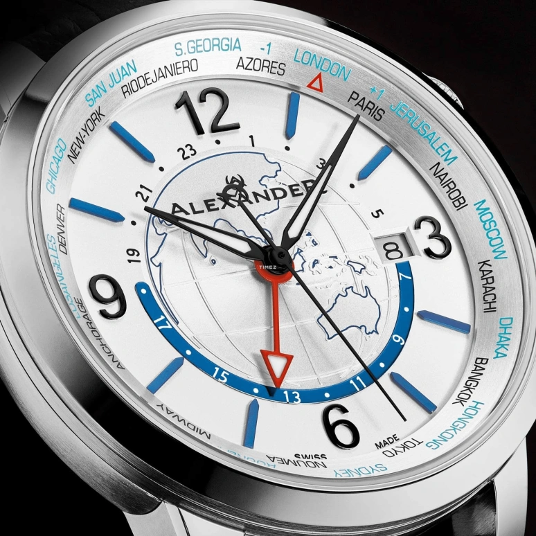 Alexander,MEN'S WATCHES 42mm,42mm,Stainless Steel,White,Quartz,Day,World Time,A171B,A171B-01