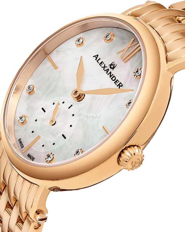 Alexander,WOMEN'S WATCHES 34mm,34mm,Stainless Steel,Silver,Quartz,Sapphire,Round,AD201B,AD201B-03