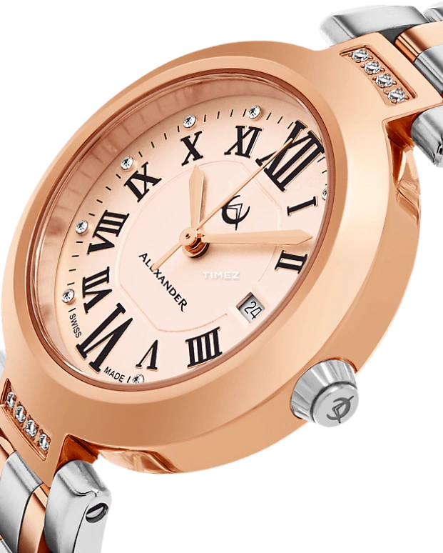 Alexander,WOMEN'S WATCHES 32mm,32mm,Stainless Steel,Rose Gold,Quartz,Day,Sapphire,AD203B,AD203B-04