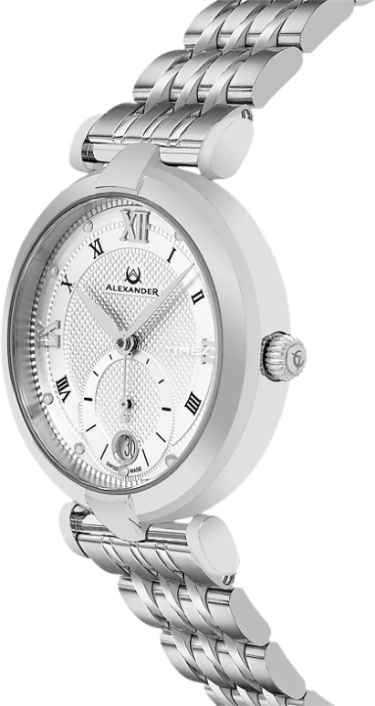 Alexander,WOMEN'S WATCHES 35mm,35mm,Stainless Steel,Silver,Quartz,Day,Sapphire,A202B,A202B-01