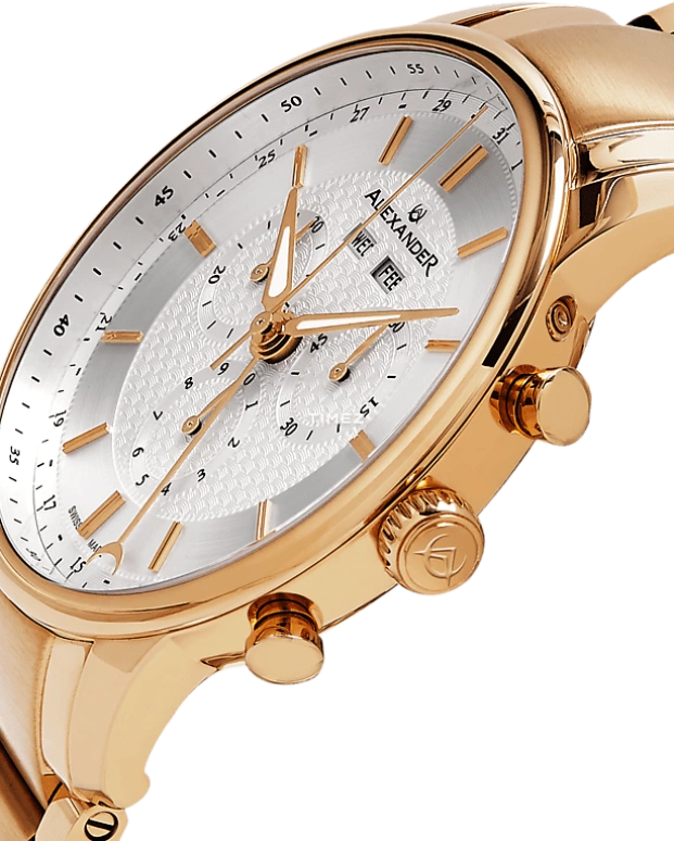 Alexander,MEN'S WATCHES 42mm,42mm,Stainless Steel,Silver,Quartz,Chronograph,Month,Date,Day,Sapphire,Crystal Glass,Round,A101B,A101B-04