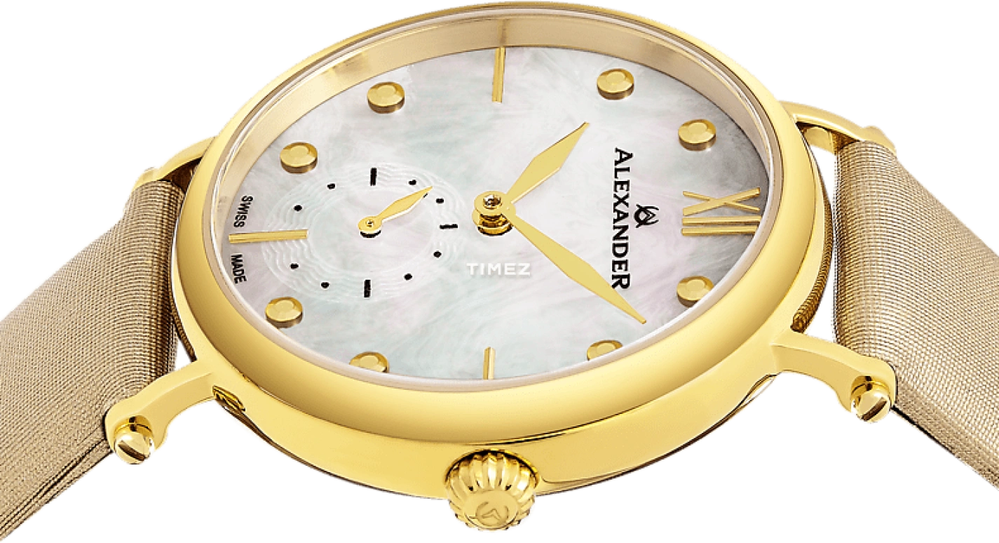 Alexander,WOMEN'S WATCHES 34mm,34mm,Stainless Steel,Silver,Quartz,Sapphire,Round,A201,A201-02