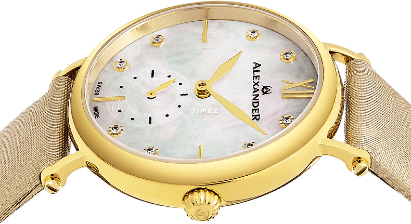 Alexander,WOMEN'S WATCHES 34mm,34mm,Stainless Steel,Silver,Quartz,Sapphire,Round,AD201,AD201-02