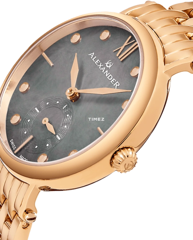 Alexander,WOMEN'S WATCHES 34mm,34mm,Stainless Steel,Black,Quartz,Sapphire,Round,A201B,A201B-04