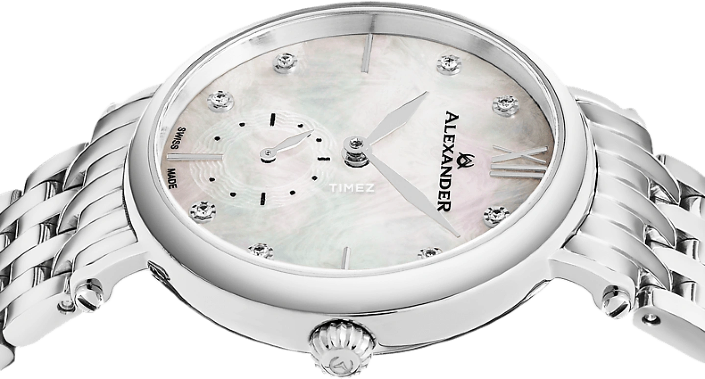 Alexander,WOMEN'S WATCHES 34mm,34mm,Stainless Steel,Silver,Quartz,Sapphire,Round,AD201B,AD201B-01