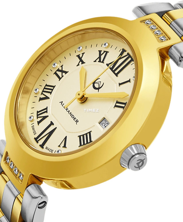 Alexander,WOMEN'S WATCHES 32mm,32mm,Stainless Steel,Champagne,Quartz,Day,Sapphire,AD203B,AD203B-02