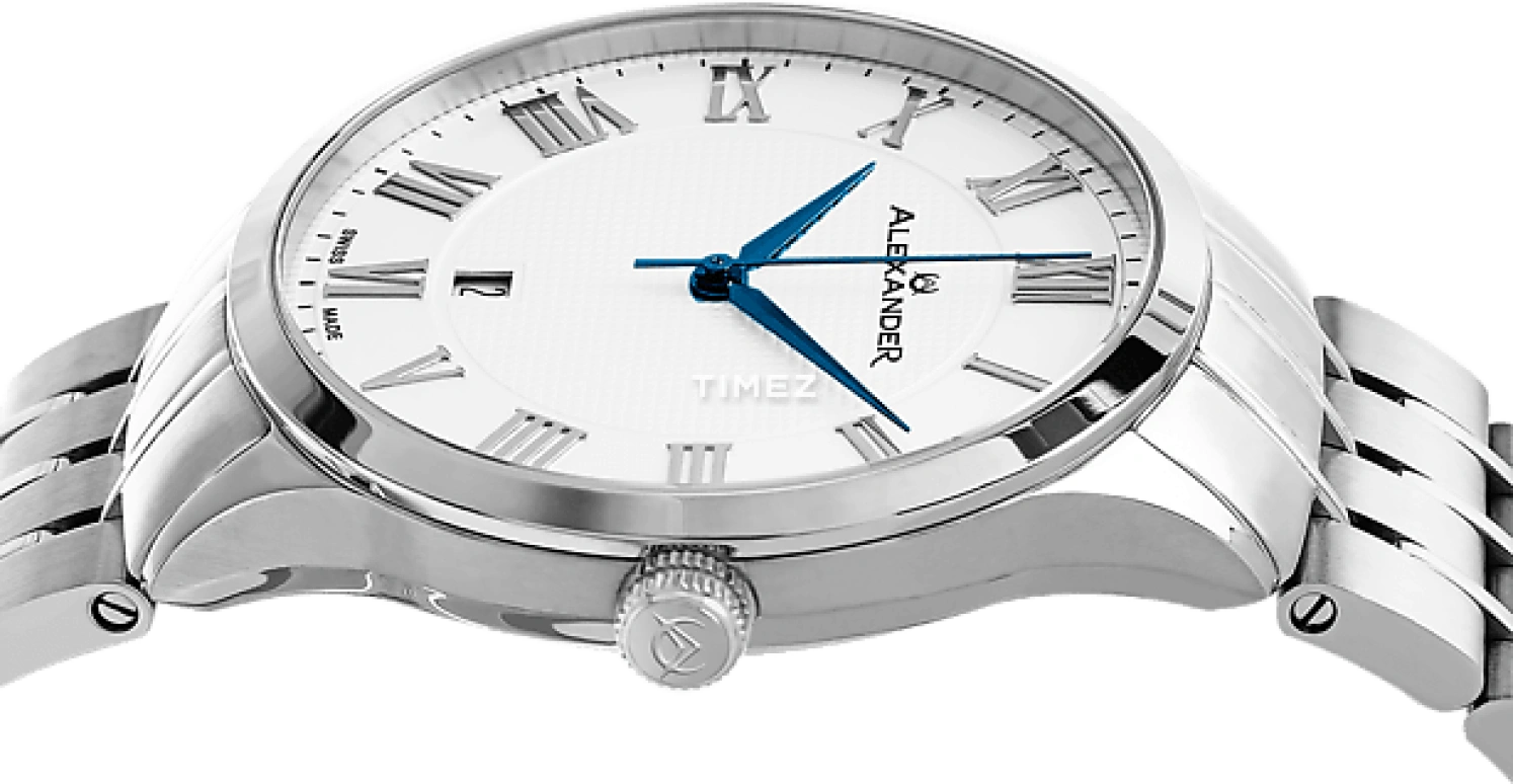 Alexander,MEN'S WATCHES 42mm,42mm,Stainless Steel,Silver White,Quartz,Day,Sapphire,Crystal Glass,A103B,A103B-01