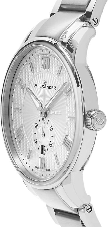 Alexander,MEN'S WATCHES 42mm,42mm,Stainless Steel,Silver White,Quartz,Day,Sapphire,Crystal Glass,A102B,A102B-01