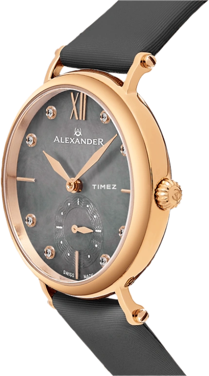 Alexander,WOMEN'S WATCHES 34mm,34mm,Stainless Steel,Black,Quartz,Sapphire,Round,AD201,AD201-04