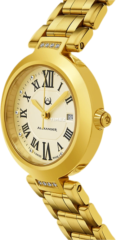 Alexander,WOMEN'S WATCHES 32mm,32mm,Stainless Steel,Champagne,Quartz,Day,Sapphire,AD203B,AD203B-03