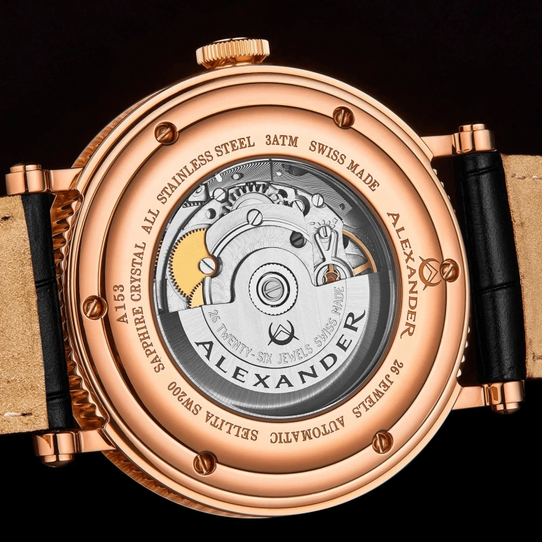Alexander,MEN'S WATCHES 43mm,43mm,Stainless Steel,Silver,Rose Gold,Automatic,Day,Sapphire,Crystal Glass,A153,A153-05
